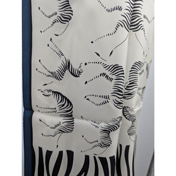 NEW Talbots 100% Silk Zebra Print Long Scarf Blue Black White NWT Safari Themed - Picture 4 of 10